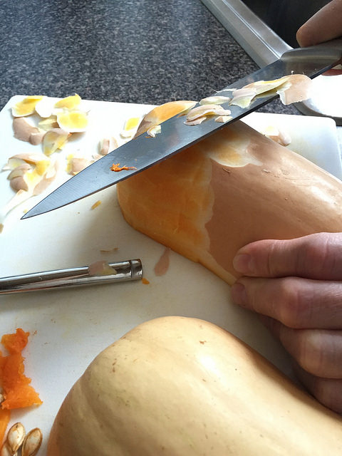 Cut and peel butternut squash, cut into cubes, add oil and herbs of choice, and roast in the oven for a delicious side dish or salad topping