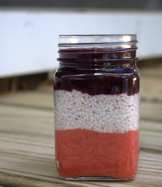 Patriotic red, white, and blue chia pudding parfait -- perfect healthy and festive treat for the 4th of July! (paleo, dairy free, grain free, gluten free) #july4