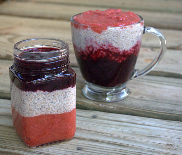 Patriotic red, white, and blue chia pudding parfait -- perfect healthy and festive treat for the 4th of July! (paleo, dairy free, grain free, gluten free) #july4