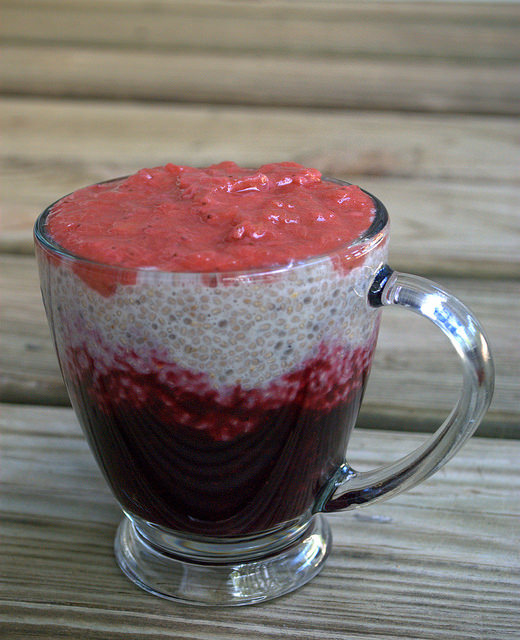 Patriotic red, white, and blue chia pudding parfait -- perfect healthy and festive treat for the 4th of July! (paleo, dairy free, grain free, gluten free) #july4