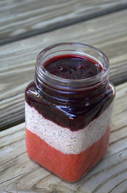 Patriotic red, white, and blue chia pudding parfait -- perfect healthy and festive treat for the 4th of July! (paleo, dairy free, grain free, gluten free) #july4