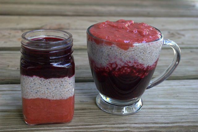 Patriotic red, white, and blue chia pudding parfait -- perfect healthy and festive treat for the 4th of July! (paleo, dairy free, grain free, gluten free) #july4